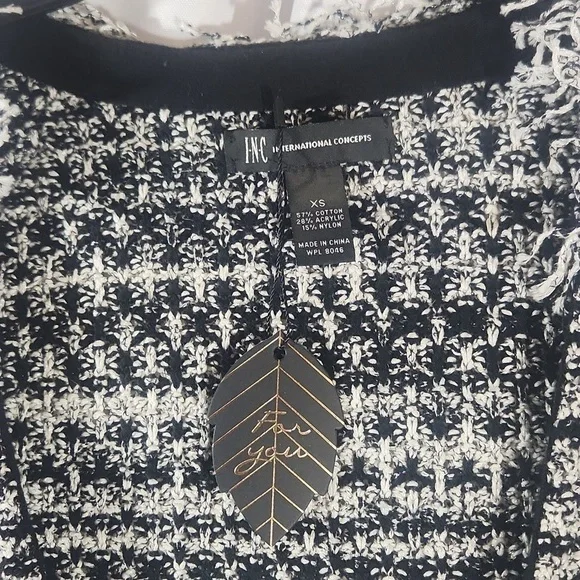 International Concepts Black and White Fringe Blazer Size XS On Sale - Picture 2 of 2